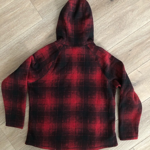 The North Face Womens 1/4-Zip Pullover Fleece Large Buffalo Shadow Plaid w/ Hood - Picture 9 of 11